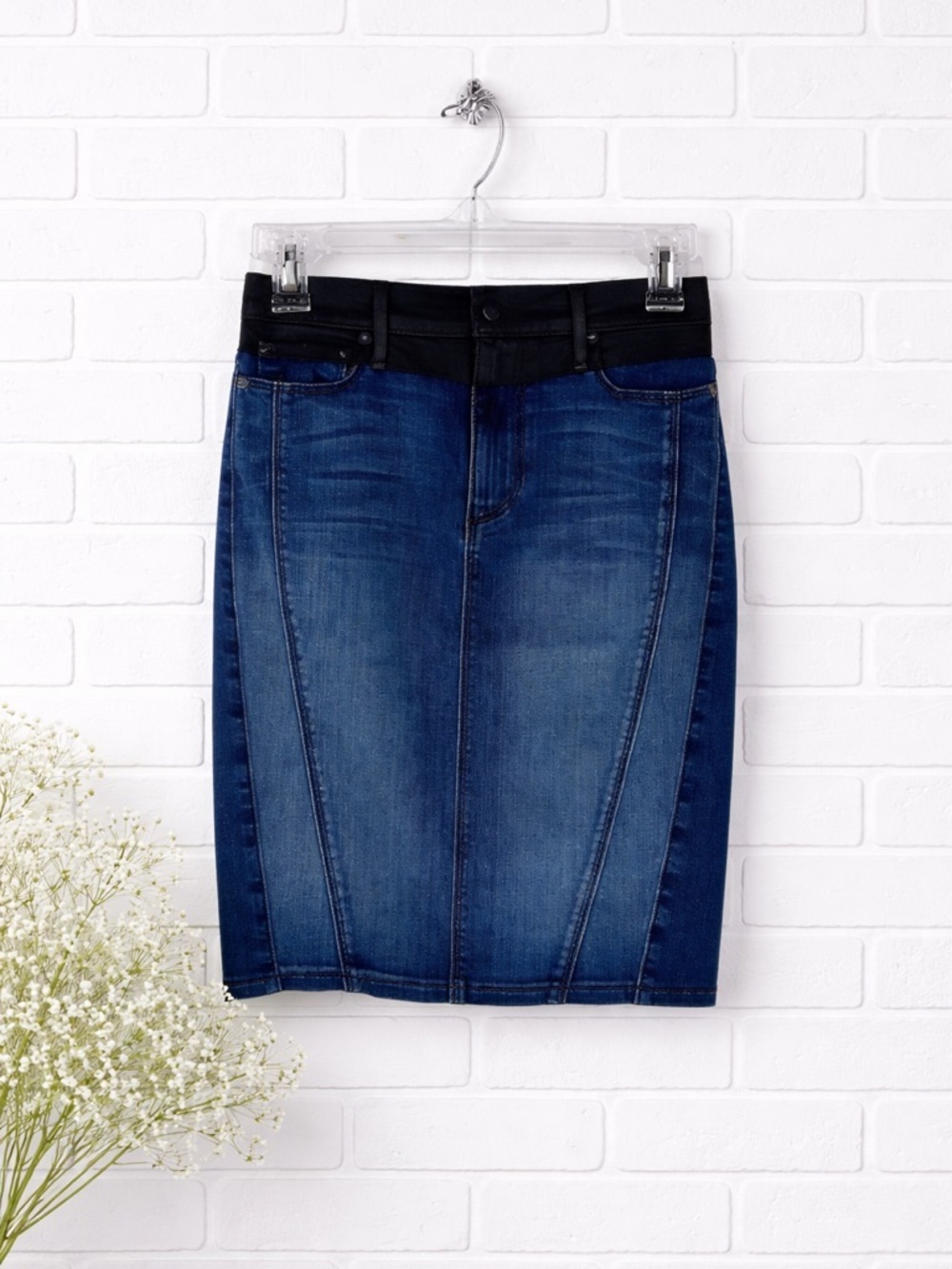 True Religion NWOT Chloe Denim Pencil Skirt in Byum Wash Size 24